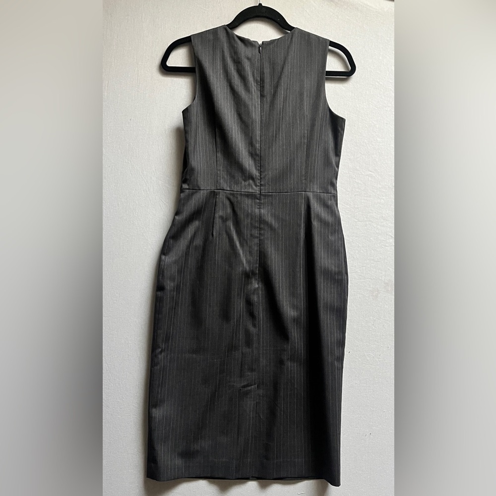 Brooks Brothers 100% Wool Pinstriped Grey Pinstripe Midi Dress Sz 2 - Picture 2 of 11